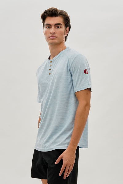 Canada Weather Gear Short Sleeve Henley Tee - Blue - Mens Tees & Tank Tops - International Clothiers