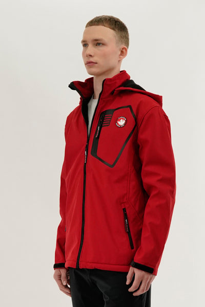 Canada Weather Gear Soft Shell Hooded Lightweight Jacket - Red - Mens Lightweight Jackets - International Clothiers