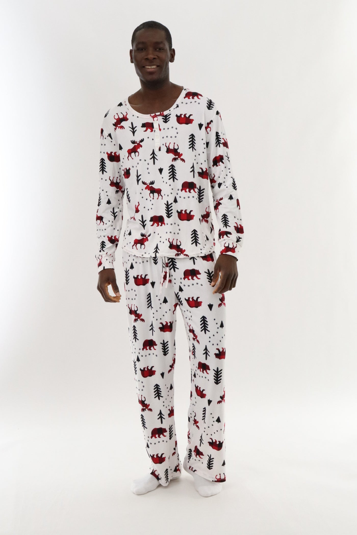 Canada Weather Gear Long Printed Holiday Pajama Pants - White - Mens Pajamas - International Clothiers