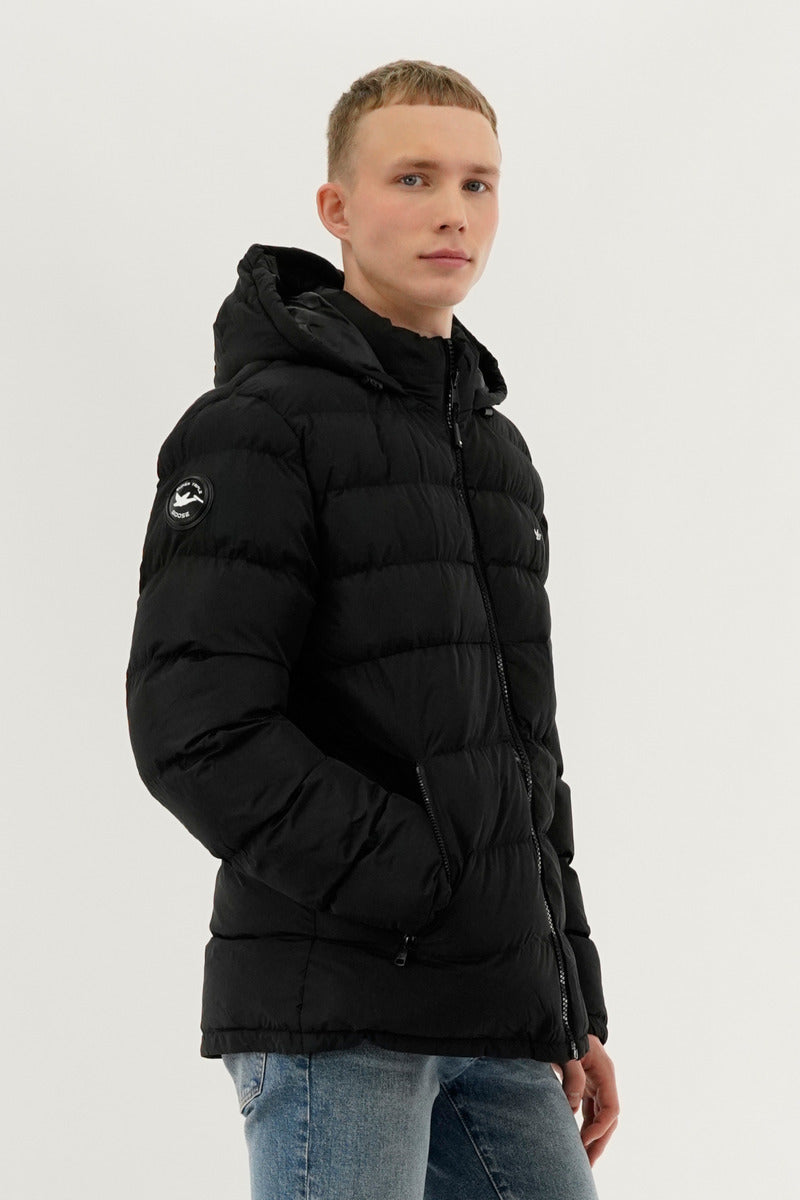 Super Triple Goose Colour Block Puffer Bomber Jacket - Black - Mens Bomber Jackets - International Clothiers
