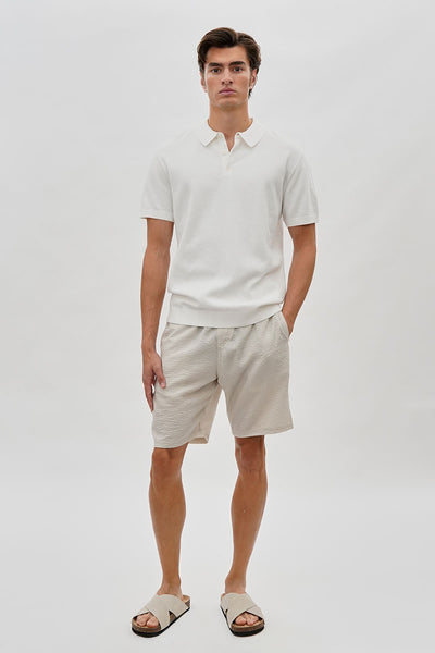 Canada Weather Gear Vintage Textured Tie Waist Shorts - Cream - Mens Shorts & Capris - International Clothiers