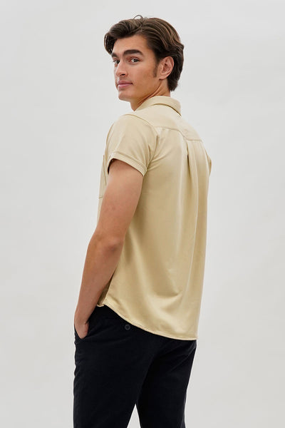 Canada Weather Gear Travel Collection Classic Short Sleeve Casual Shirt - Beige - Mens Casual Shirts - International Clothiers