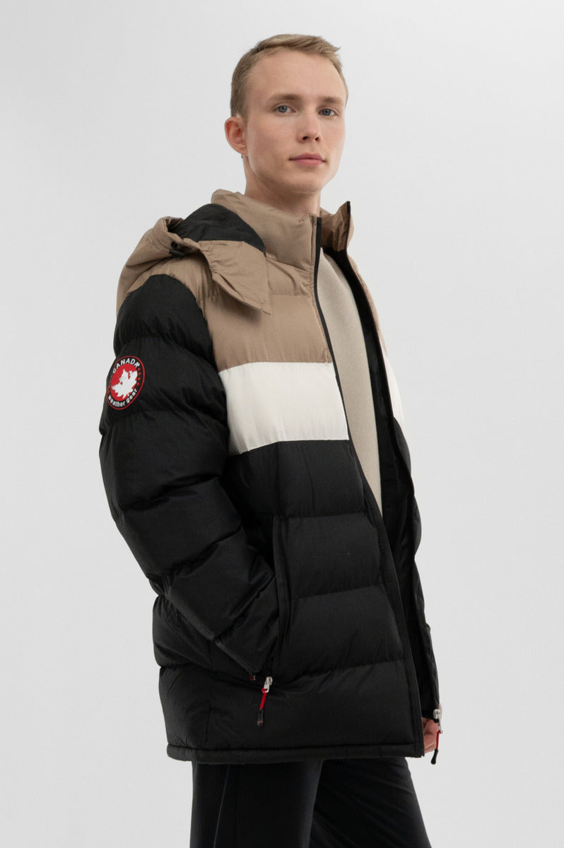 Canada Weather Gear Colour Block Bomber Jacket - Beige - Mens Bomber Jackets - International Clothiers