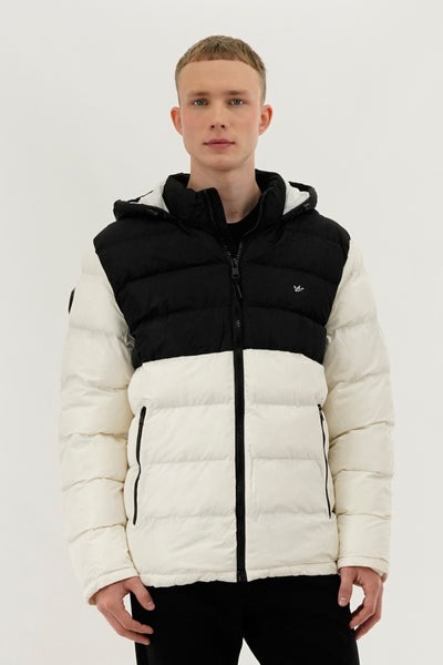 Super Triple Goose Colour Block Puffer Bomber Jacket - White - Mens Bomber Jackets - International Clothiers