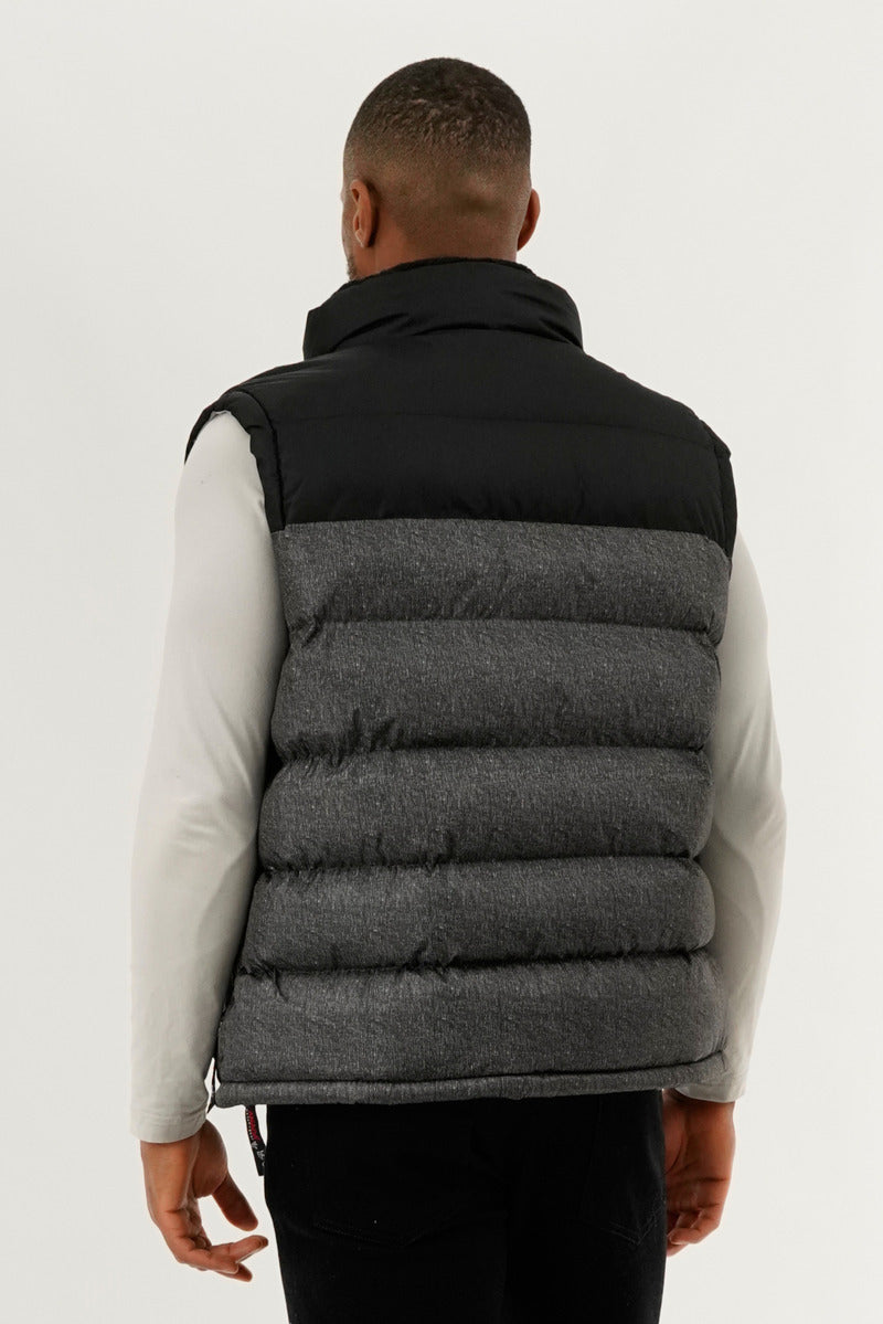 Canada Weather Gear Colour Block Puffer Vest - Grey - Mens Vests - International Clothiers