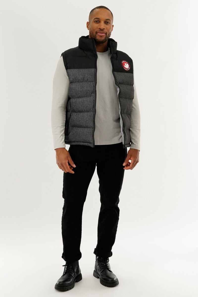 Canada Weather Gear Colour Block Puffer Vest - Grey - Mens Vests - International Clothiers