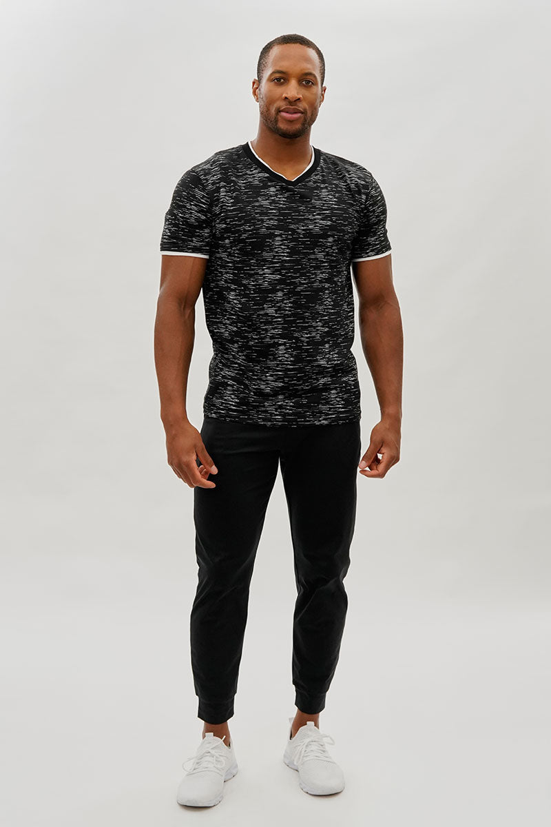 Canada Weather Gear Vintage Patterned V-Neck Tee - Black - Mens Tees & Tank Tops - International Clothiers