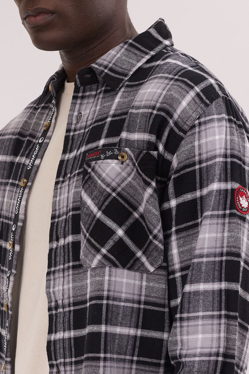 Canada Weather Gear Flannel Button Up Casual Shirt - Grey - Mens Casual Shirts - International Clothiers