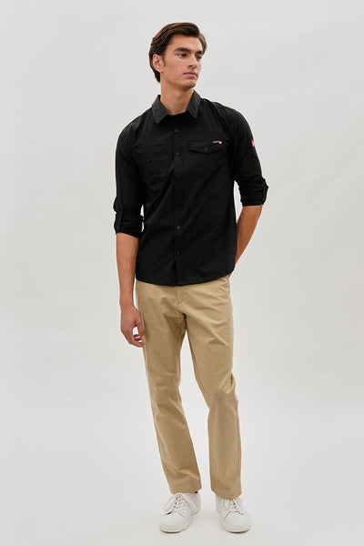 Canada Weather Gear Adventure Bound Utility Roll Up Sleeve Casual Shirt - Black - Mens Casual Shirts - International Clothiers