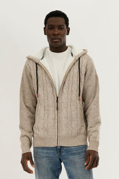 Canada Weather Gear Cable Knit Zip Up Hoodie - Cream - Mens Hoodies & Sweatshirts - International Clothiers
