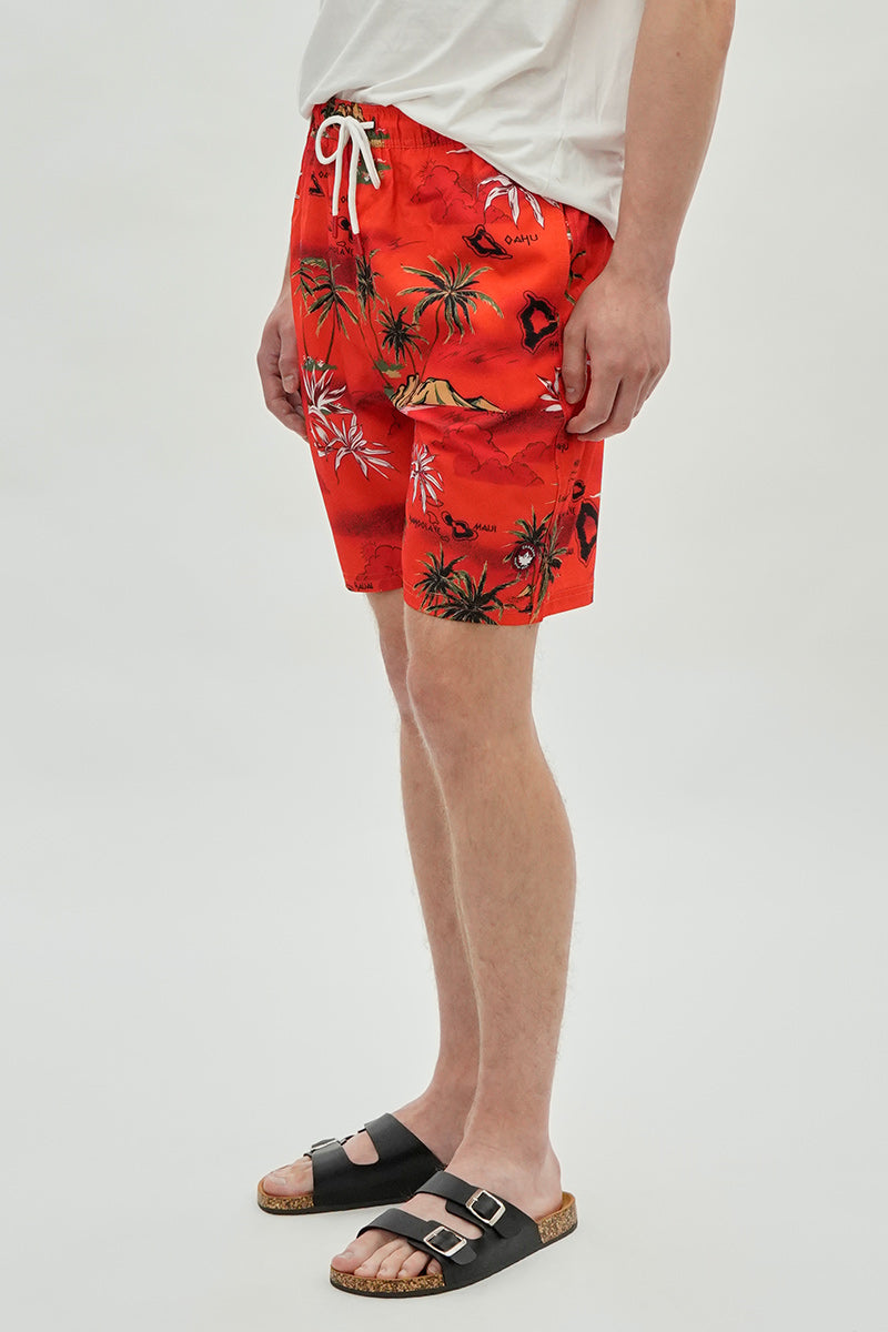 Canada Weather Gear Tropical Print Swim Shorts - Orange - Mens Shorts & Capris - International Clothiers