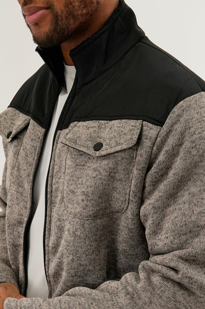 Canada Weather Gear Sherpa Lined Fleece Lightweight Jacket - Taupe - Mens Lightweight Jackets - International Clothiers