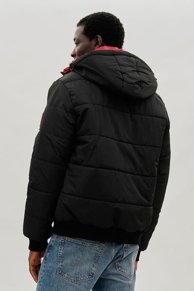 Oppenheimer Hooded Puffer Bomber Jacket - Black - Mens Bomber Jackets - International Clothiers