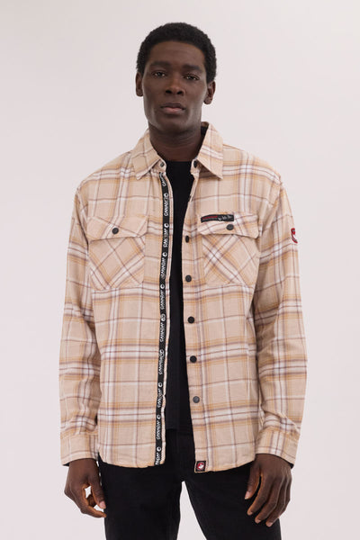 Canada Weather Gear Plaid Button Up Casual Shirt - Cream - Mens Casual Shirts - International Clothiers