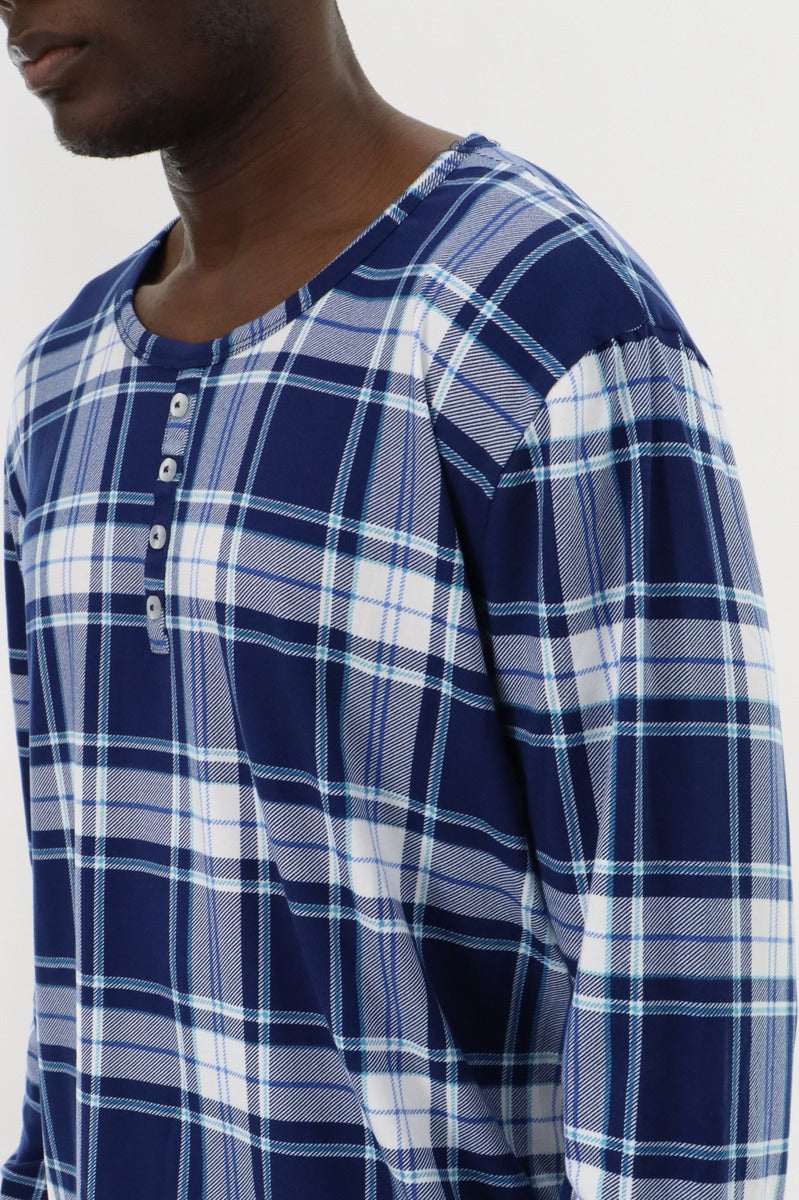 Canada Weather Gear Long Sleeve Printed Pajama Top - Blue - Mens Pajamas - International Clothiers