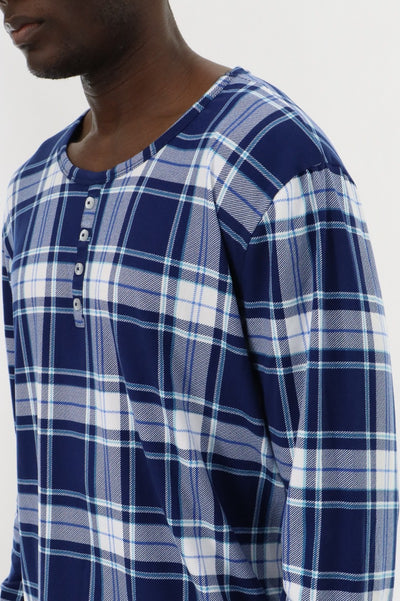 Canada Weather Gear Long Sleeve Printed Pajama Top - Blue - Mens Pajamas - International Clothiers