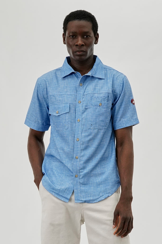 Chemise Canada Weather Gear - Homme - Verte - Manches Courtes - Taille S - Occasion