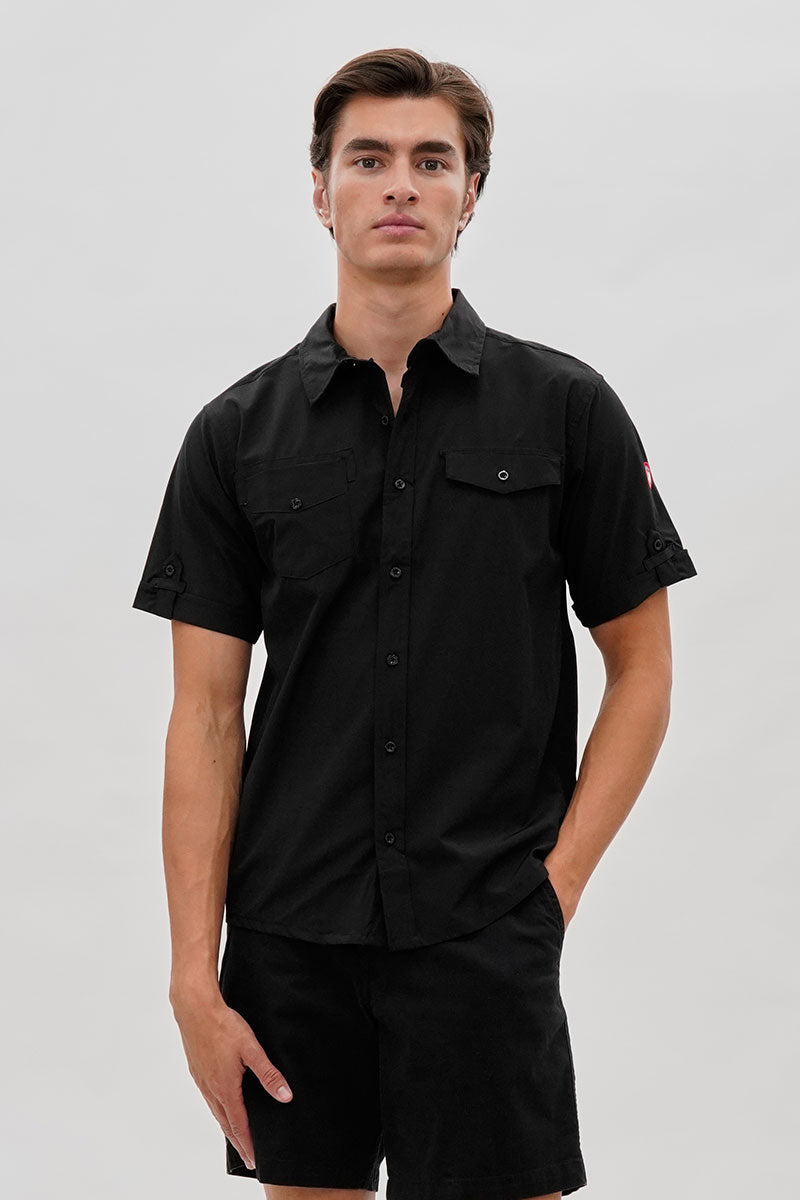 Canada Weather Gear Utility Short Sleeve Casual Shirt - Black - Mens Casual Shirts - International Clothiers