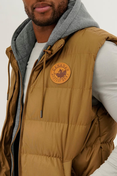 Canada Weather Gear Hooded Puffer Vest - Camel - Mens Vests - International Clothiers