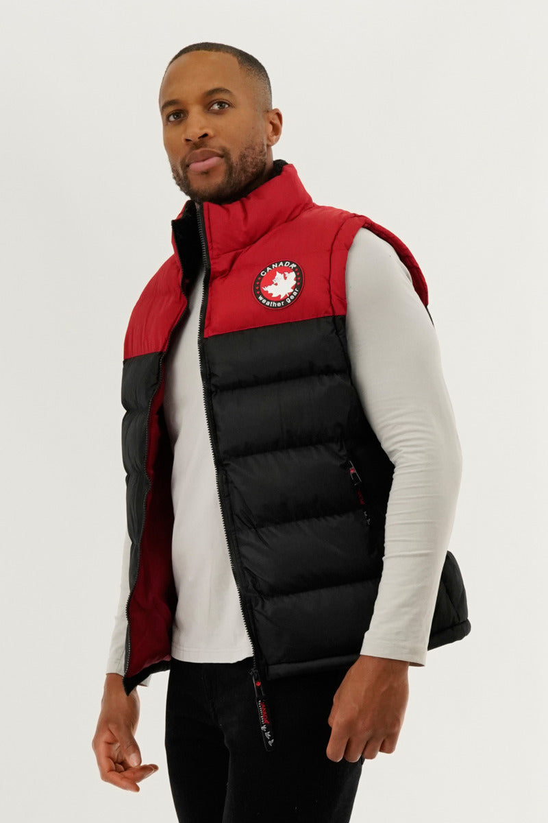 Canada Weather Gear Colour Block Puffer Vest - Red - Mens Vests - International Clothiers