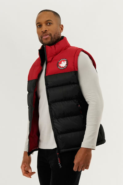 Canada Weather Gear Colour Block Puffer Vest - Red - Mens Vests - International Clothiers
