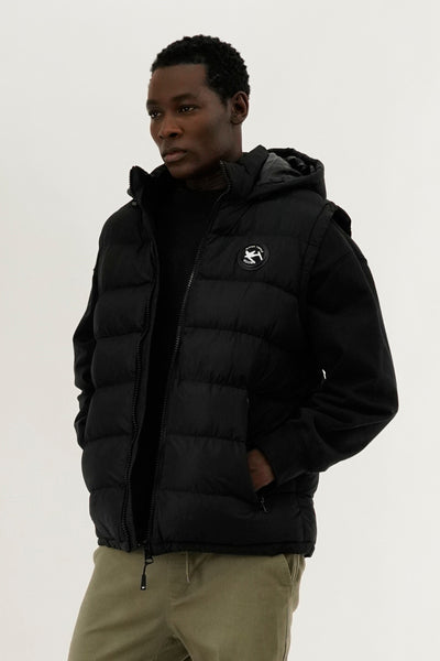 Super Triple Goose Colour Block Hooded Vest - Black - Mens Vests - International Clothiers