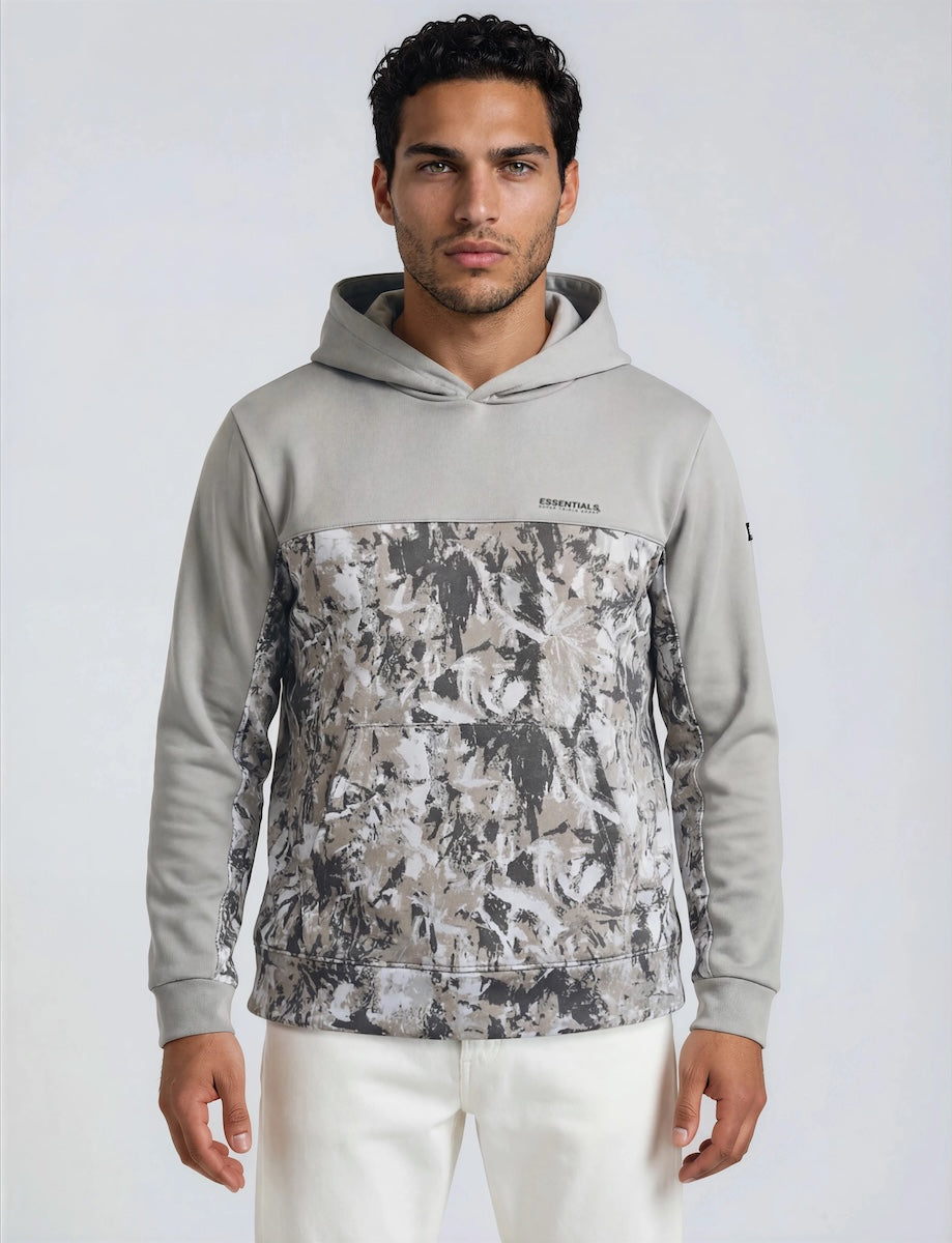 Contrast Camouflage Hoodie - Grey