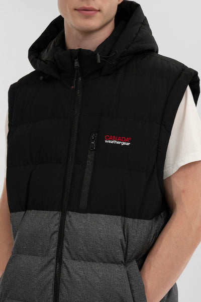 Canada Weather Gear Colour Block Zip Off Sleeve Bomber Jacket - Black - Mens Bomber Jackets - International Clothiers