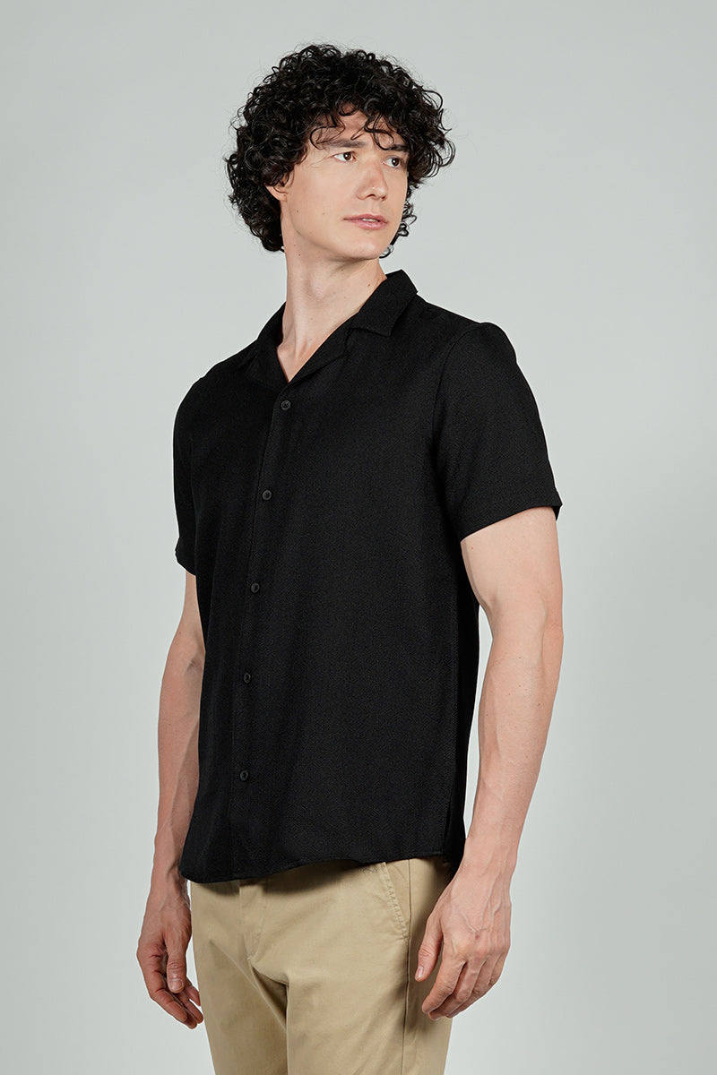 Kenneth Blake Solid Basic Button Up Casual Shirt - Black