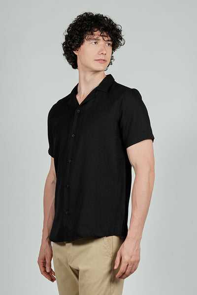 Kenneth Blake Solid Basic Button Up Casual Shirt - Black