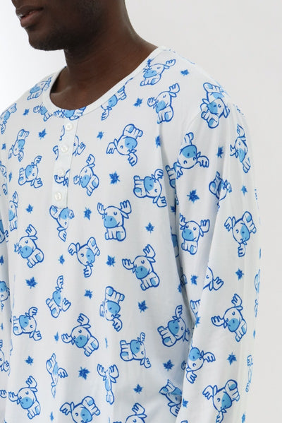 Canada Weather Gear Long Sleeve Holiday Pajama Top - White - Mens Pajamas - International Clothiers