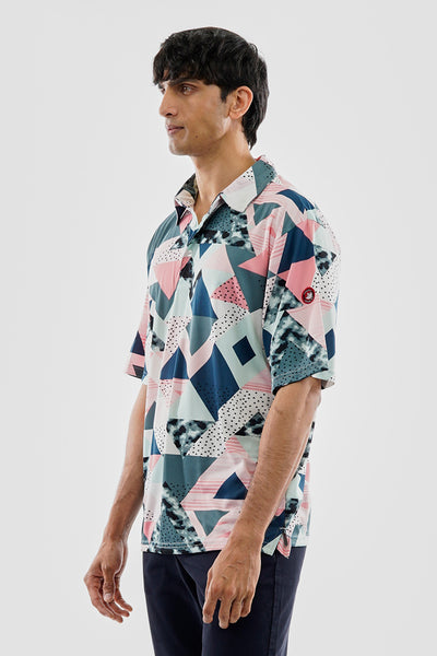 Canada Weather Gear Performance Abstract Geometric Print Polo Shirt - Pink - Mens Polo Shirts - International Clothiers