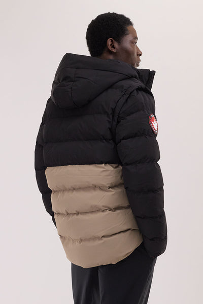 Canada Weather Gear Colour Block Zip Off Sleeve Bomber Jacket - Beige - Mens Bomber Jackets - International Clothiers
