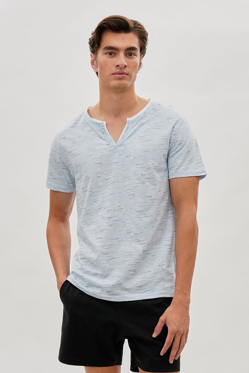 Canada Weather Gear Vintage Short Sleeve Henley Tee - Blue - Mens Tees & Tank Tops - International Clothiers