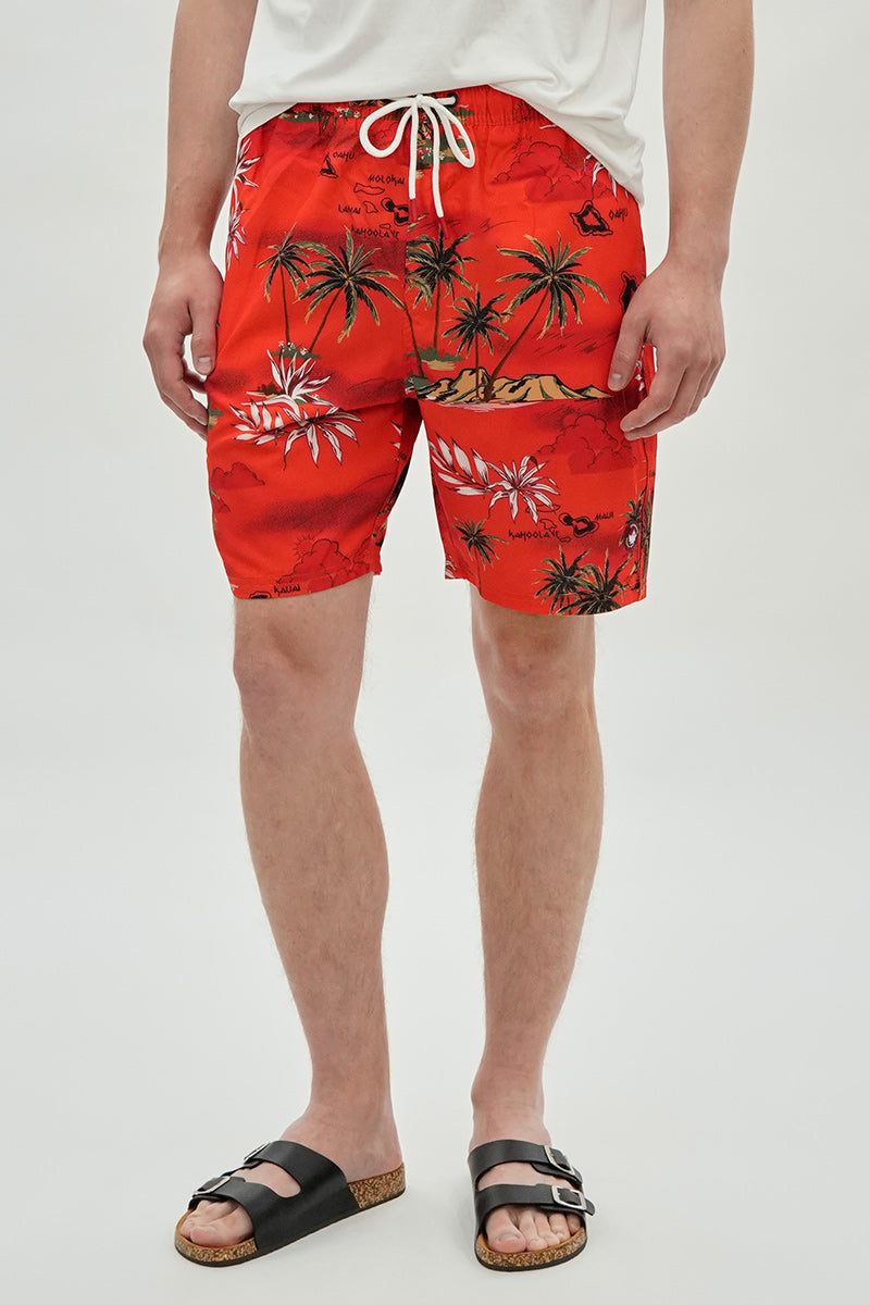 Canada Weather Gear Tropical Print Swim Shorts - Orange - Mens Shorts & Capris - International Clothiers