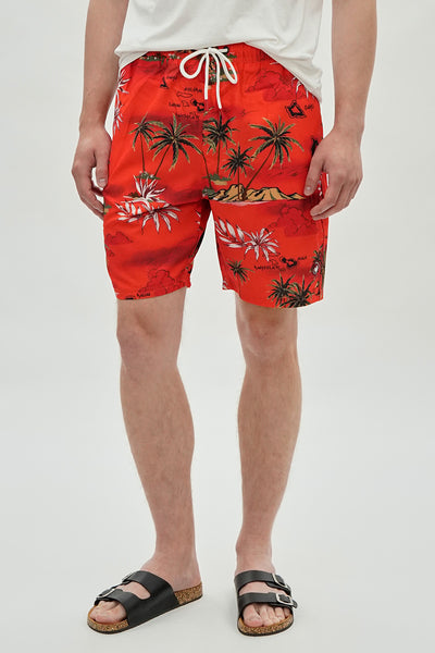 Canada Weather Gear Tropical Print Swim Shorts - Orange - Mens Shorts & Capris - International Clothiers