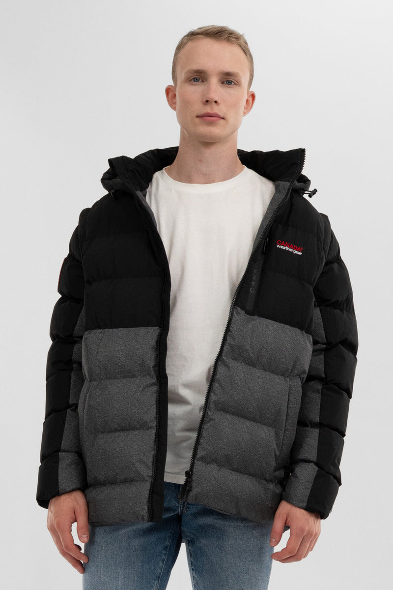 Colour Block Zip Off Sleeve Bomber Jacket - Black