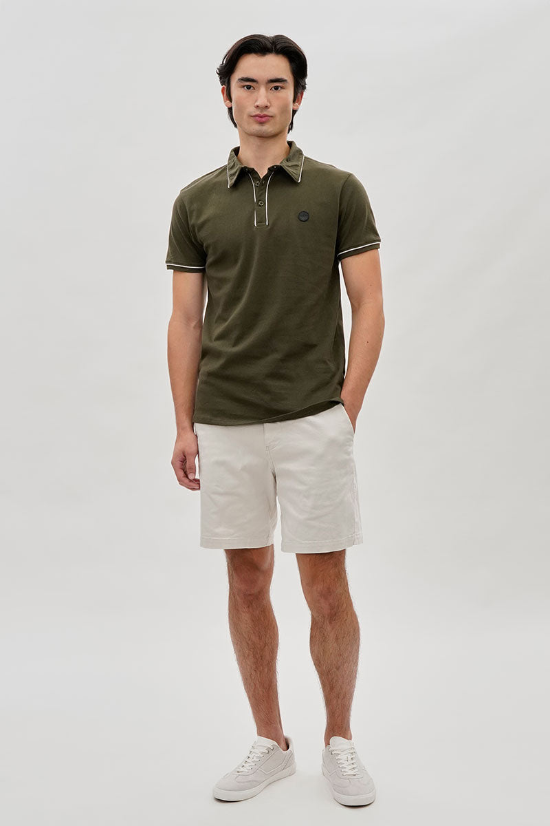 Canada Weather Gear Travel Collection Piping Detail Polo Shirt - Olive - Mens Polo Shirts - International Clothiers
