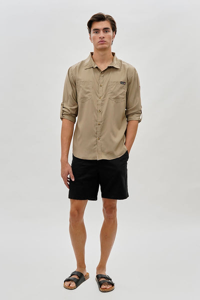 Canada Weather Gear Utility Ripstop Casual Shirt - Beige - Mens Casual Shirts - International Clothiers