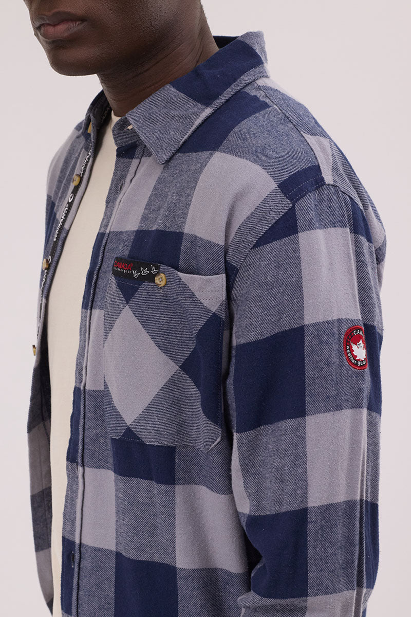 Canada Weather Gear Flannel Button Up Casual Shirt - Navy - Mens Casual Shirts - International Clothiers
