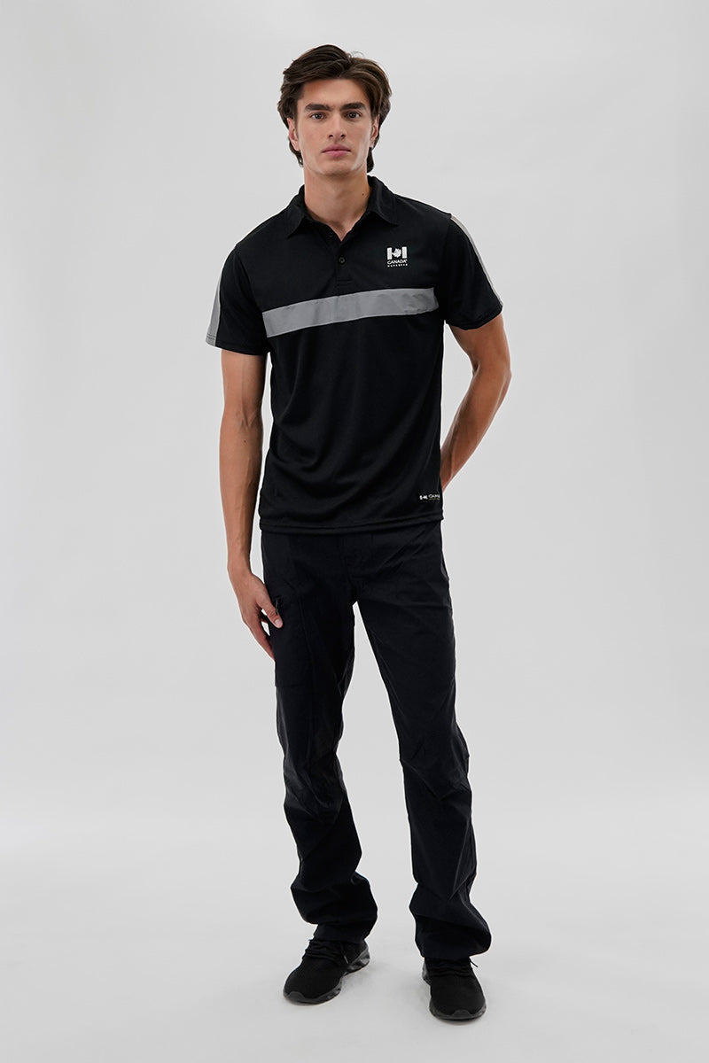 Canada Work Gear Hi-Vis Short Sleeve Polo Shirt - Black - Mens Polo Shirts - International Clothiers