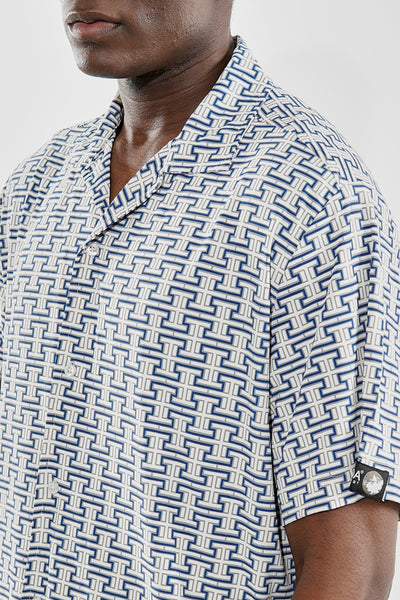 Canada Weather Gear Travel Collection Geometric Print Button Up Casual Shirt - White - Mens Casual Shirts - International Clothiers