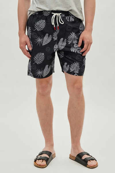 Canada Weather Gear Leaf Print Swim Shorts - Black - Mens Shorts & Capris - International Clothiers