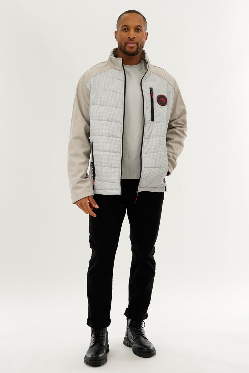 Super Triple Goose Quilted Colour Block Lightweight Jacket - Stone - Mens Lightweight Jackets - International Clothiers