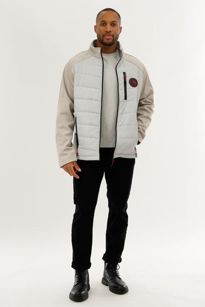 Super Triple Goose Quilted Colour Block Lightweight Jacket - Stone - Mens Lightweight Jackets - International Clothiers
