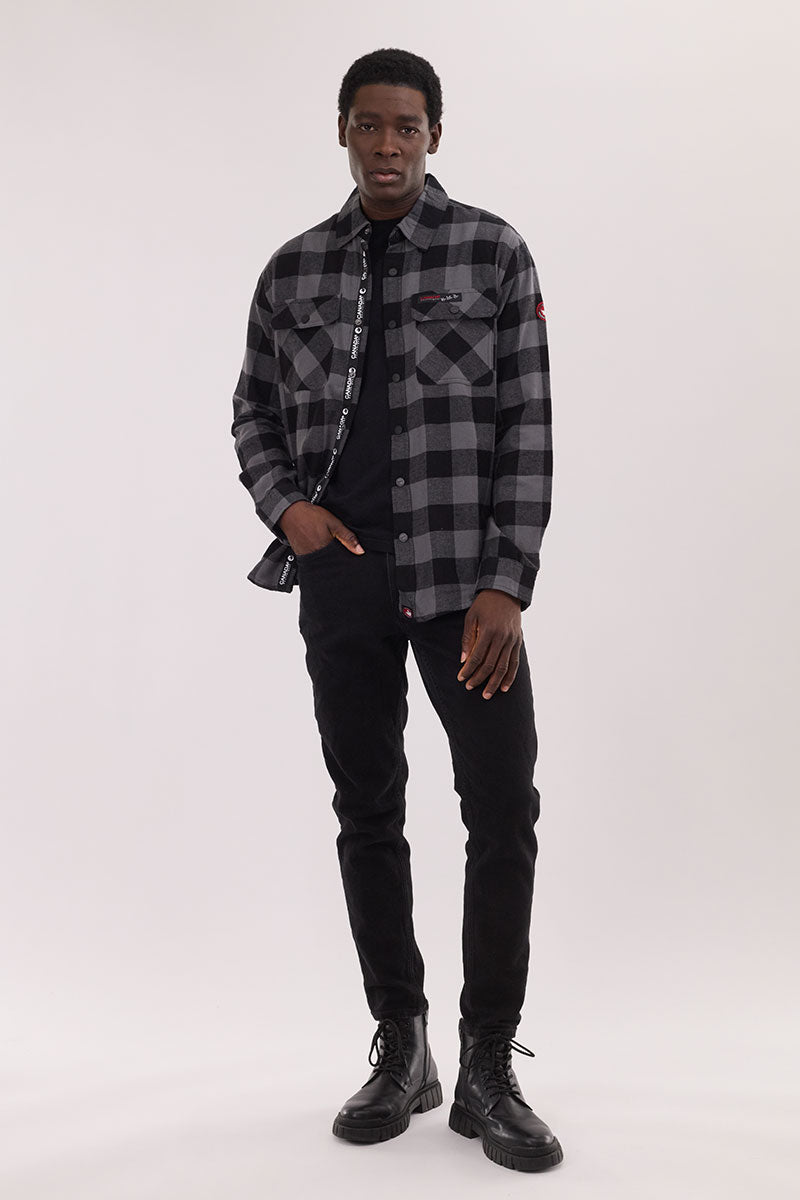 Canada Weather Gear Plaid Button Up Casual Shirt - Black - Mens Casual Shirts - International Clothiers