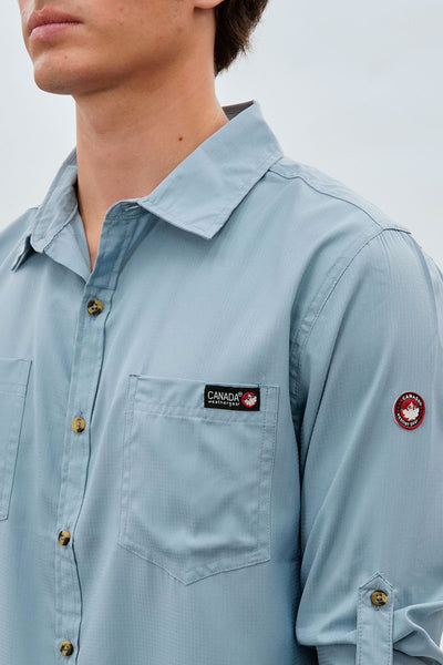 Canada Weather Gear Utility Ripstop Casual Shirt - Blue - Mens Casual Shirts - International Clothiers