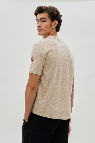 Canada Weather Gear Short Sleeve Henley Tee - Beige - Mens Tees & Tank Tops - International Clothiers
