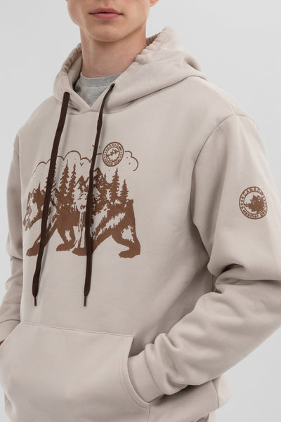 Canada Weather Gear Forest Print Hoodie - Cream - Mens Hoodies & Sweatshirts - International Clothiers