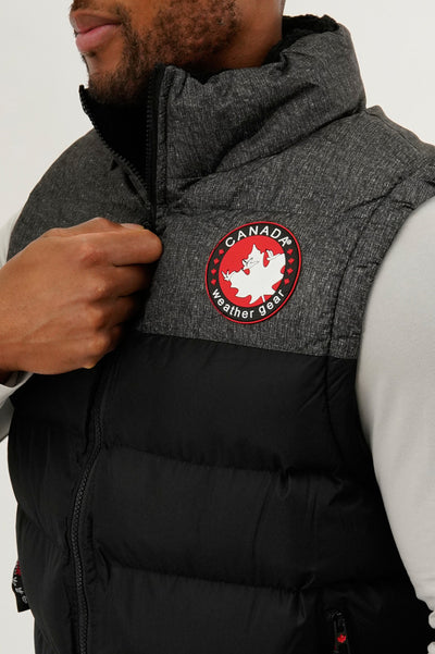 Canada Weather Gear Colour Block Puffer Vest - Black - Mens Vests - International Clothiers